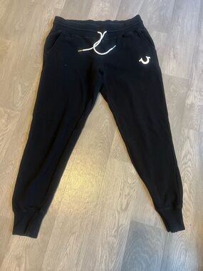 True Religion Black Sweatpants with White Logo